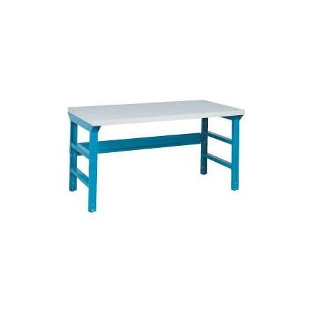Global Equipment 72x36 Laminate Safety Edge Top Workbench - Double Reinforced Adj Legs - Blue 225229BL